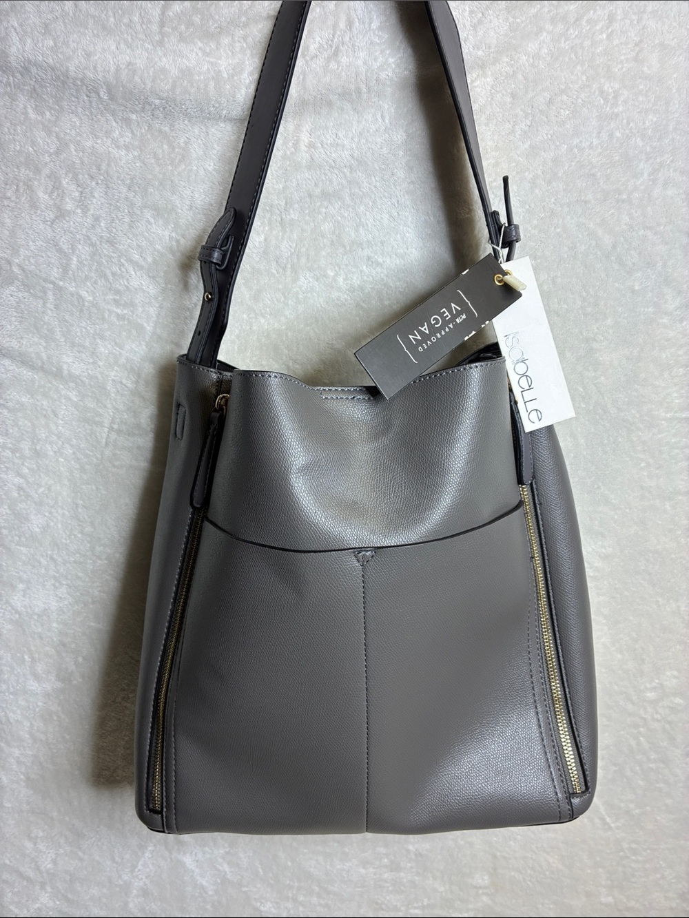 Vegan Leather Grey Shoulder Bag by Modcile
